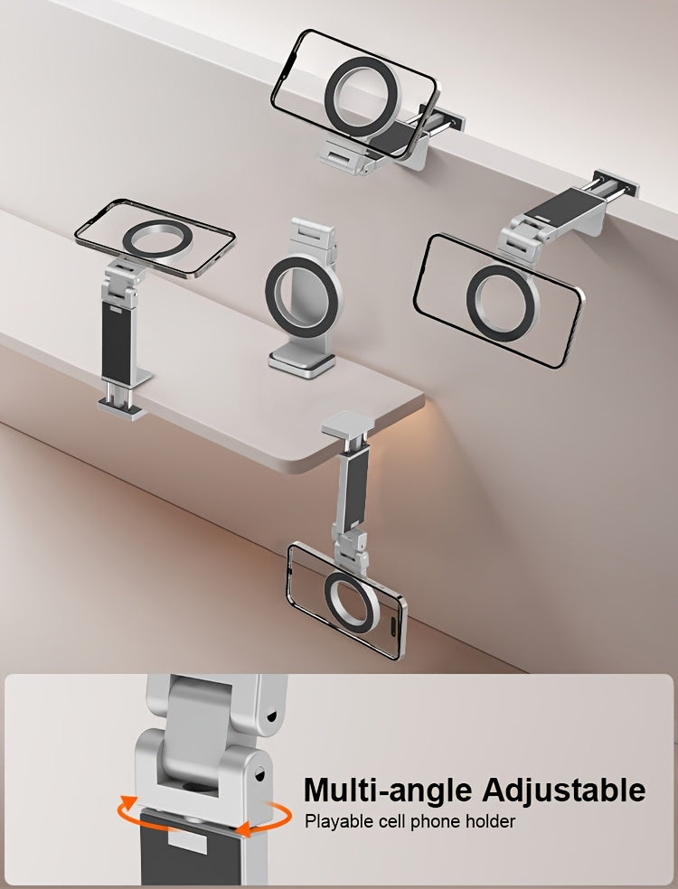 Magnetic Phone Holder, Foldable & Rotating, ABS Plastic, Portable Desktop Stand for Travel, Non-Waterproof, Ideal for Bedstand or Desk Use