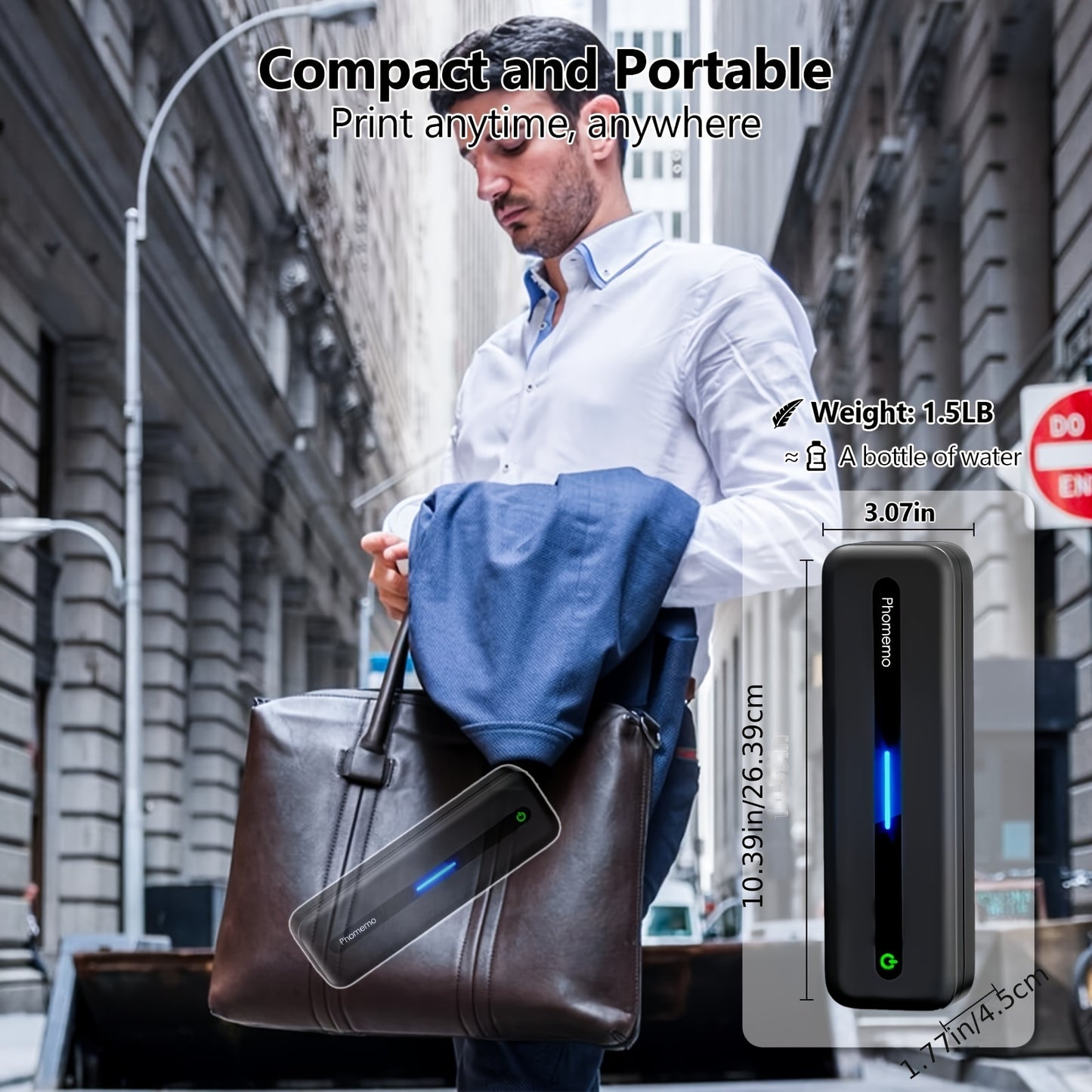 Phomemo Portable Thermal Printer Wireless Travel Mobile Compact Printer Support 8.5 X 11 US Letter & A4 Thermal Paper, 300DPI, Inkless Printer Compatible With Android And IOS Phone & Laptop
