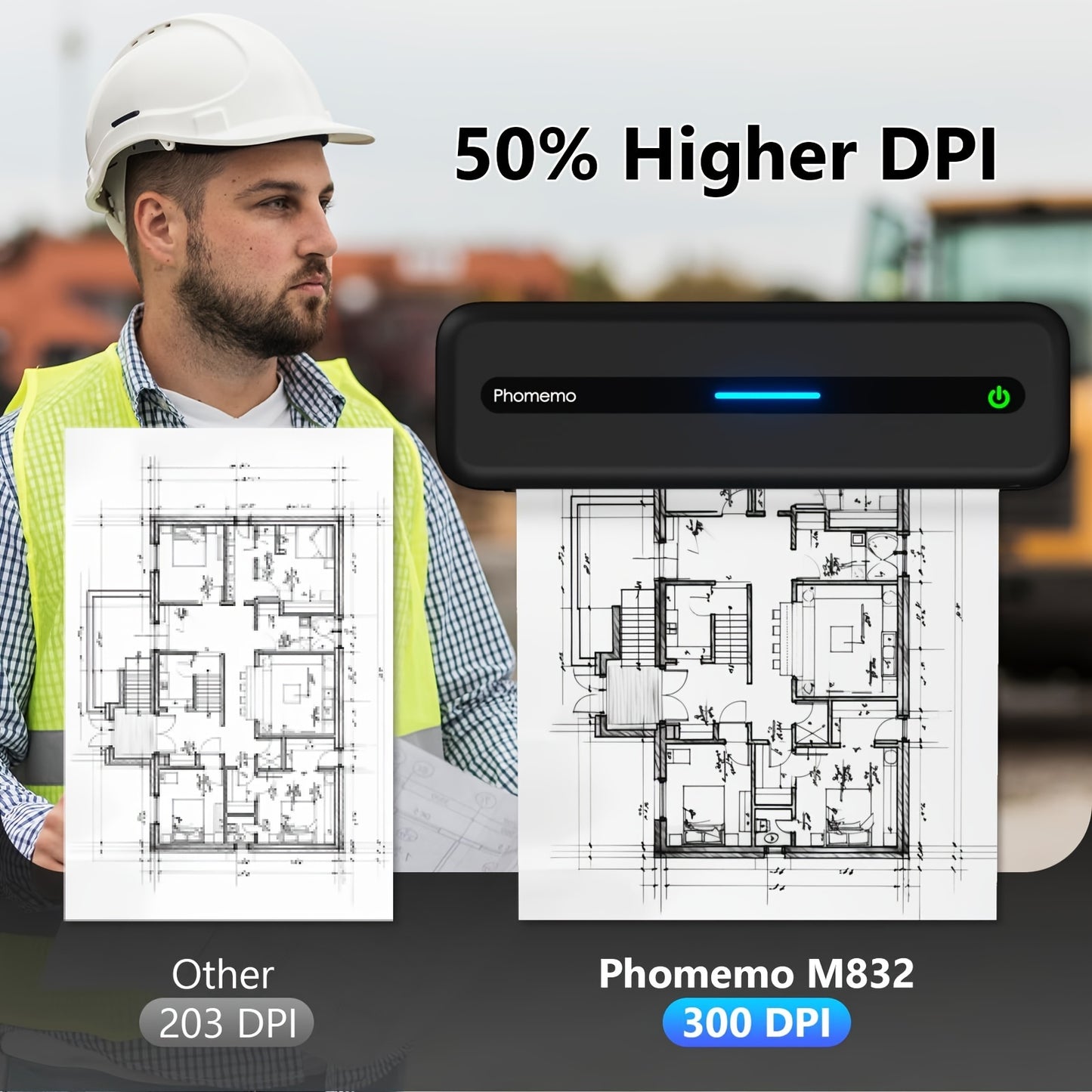 Phomemo Portable Thermal Printer Wireless Travel Mobile Compact Printer Support 8.5 X 11 US Letter & A4 Thermal Paper, 300DPI, Inkless Printer Compatible With Android And IOS Phone & Laptop