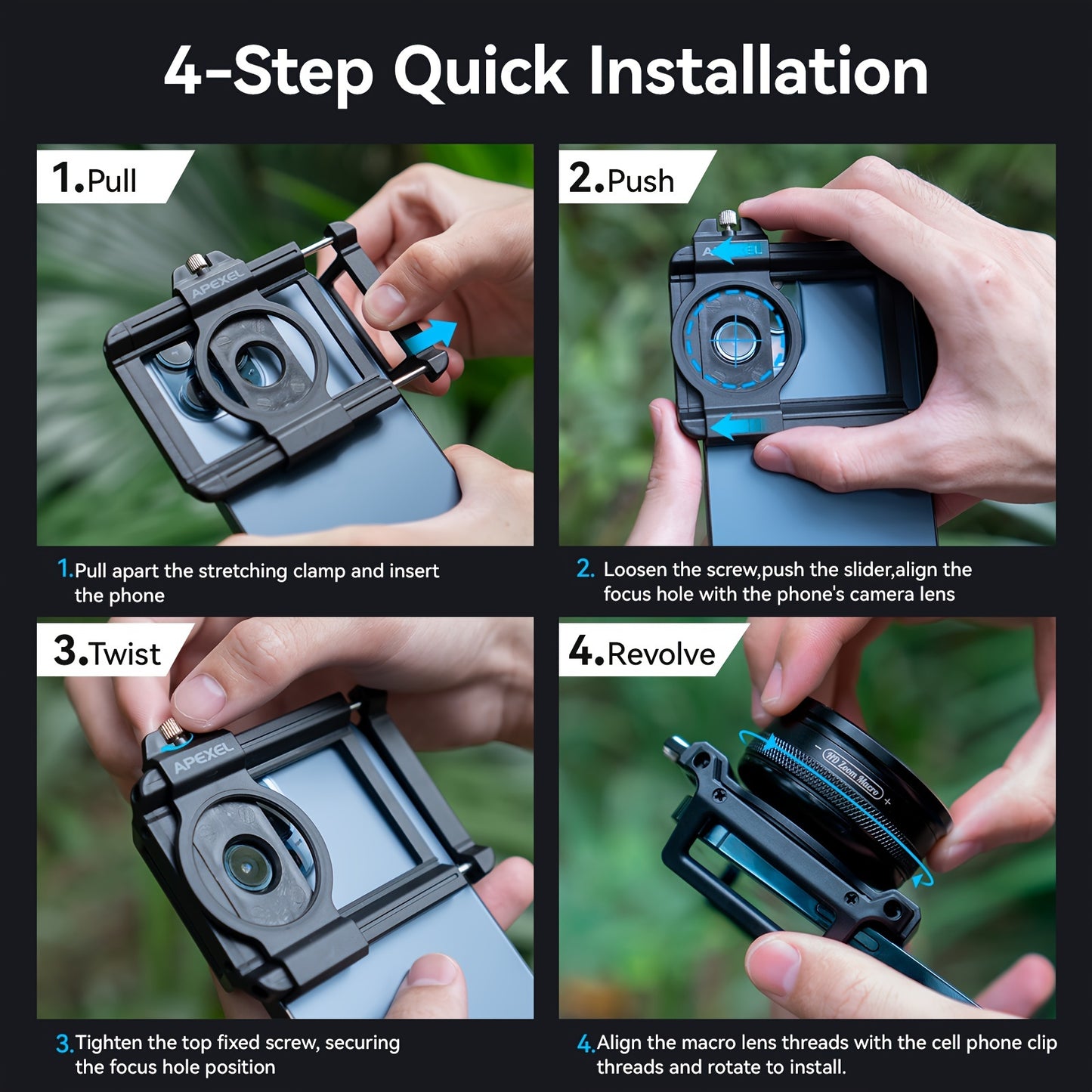 APEXEL Professional HD Macro Lens for Smartphones, 10-20X Zoom, Aluminum Alloy, Compatible with Most Smartphones, Portable Mobile Phone Photography Accessory, Ideal Gift for Macro Photography Enthusiasts