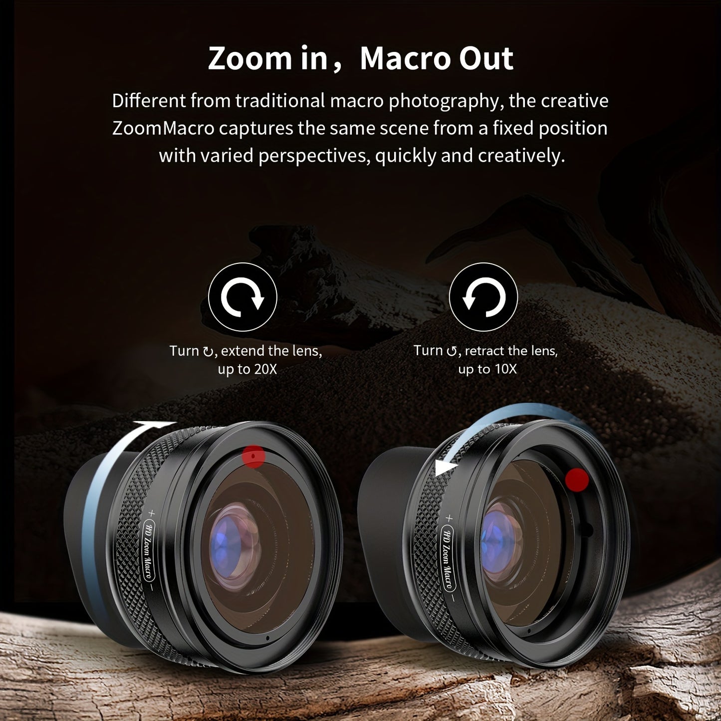APEXEL Professional HD Macro Lens for Smartphones, 10-20X Zoom, Aluminum Alloy, Compatible with Most Smartphones, Portable Mobile Phone Photography Accessory, Ideal Gift for Macro Photography Enthusiasts