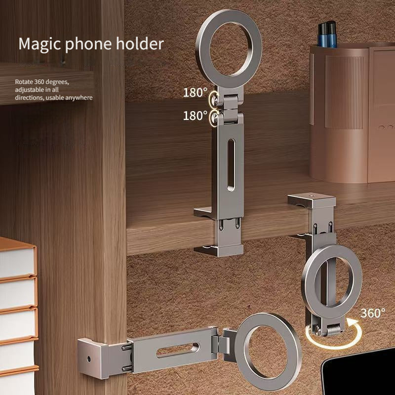 Magnetic Phone Holder, Foldable & Rotating, ABS Plastic, Portable Desktop Stand for Travel, Non-Waterproof, Ideal for Bedstand or Desk Use