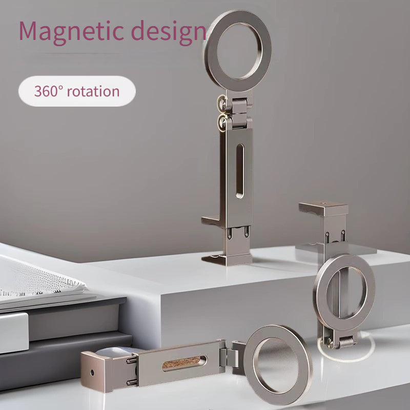 Magnetic Phone Holder, Foldable & Rotating, ABS Plastic, Portable Desktop Stand for Travel, Non-Waterproof, Ideal for Bedstand or Desk Use