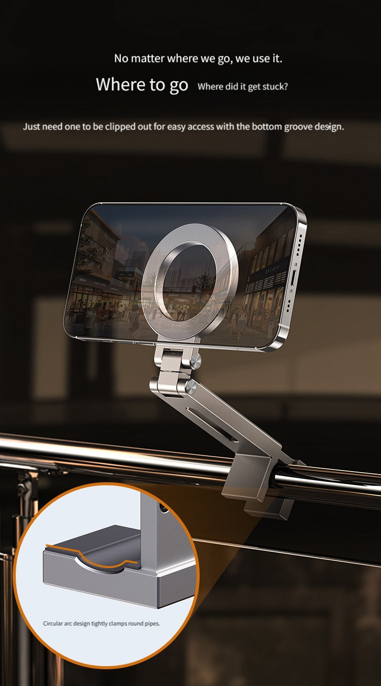 Magnetic Phone Holder, Foldable & Rotating, ABS Plastic, Portable Desktop Stand for Travel, Non-Waterproof, Ideal for Bedstand or Desk Use