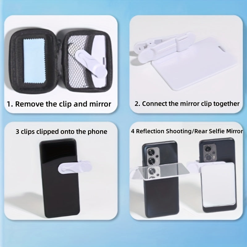 Portable Vlog Selfie Mirror - Multifunctional Rear View Selfie Mirror + Reflection Sky Realm 2-in-1 - Perfect Back View Photo, Glass Material, Easy to Carry and Use, Fixed on Phone'S Mirror, Perfect for Selfie Observatio