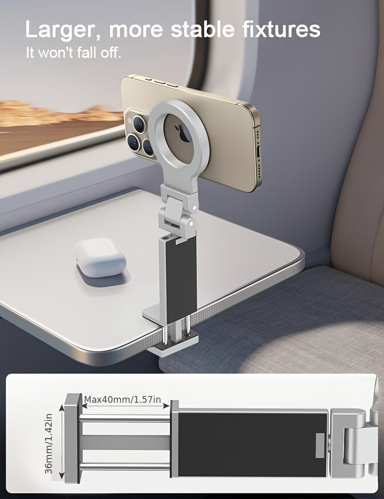 Magnetic Phone Holder, Foldable & Rotating, ABS Plastic, Portable Desktop Stand for Travel, Non-Waterproof, Ideal for Bedstand or Desk Use