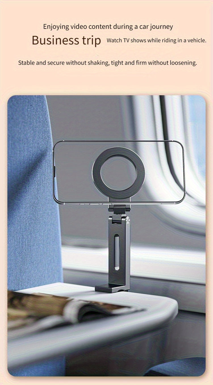 Magnetic Phone Holder, Foldable & Rotating, ABS Plastic, Portable Desktop Stand for Travel, Non-Waterproof, Ideal for Bedstand or Desk Use