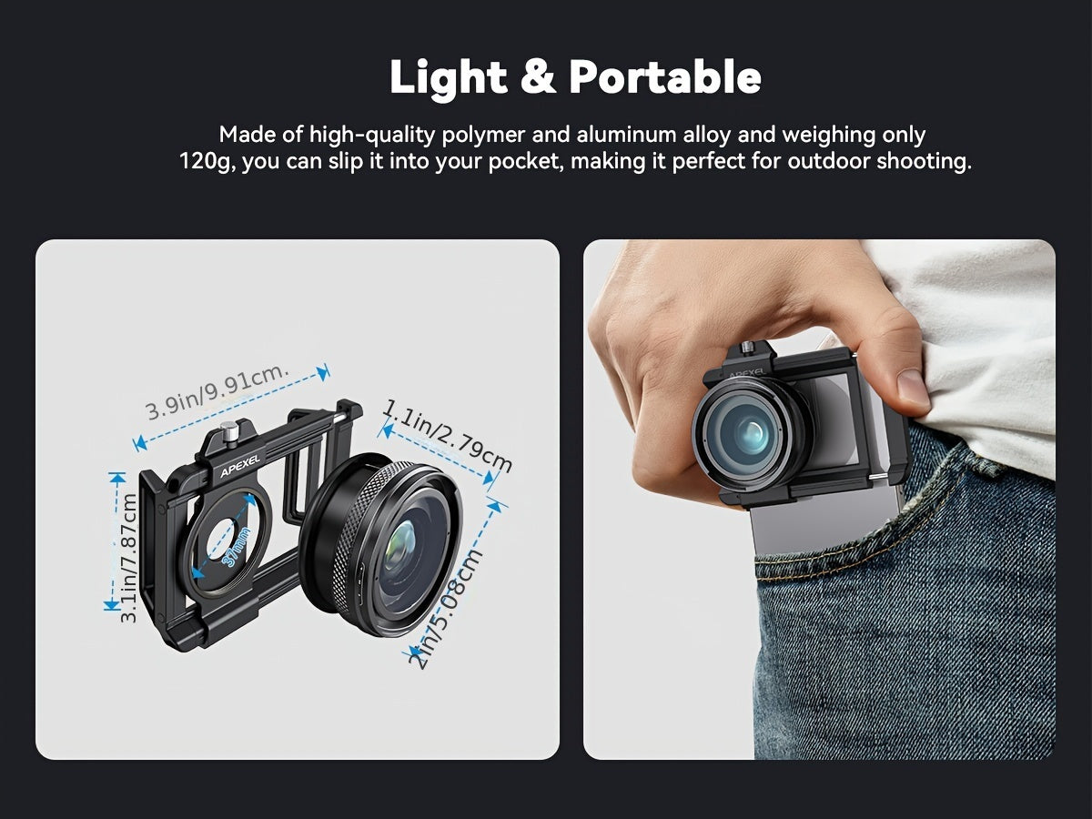 APEXEL Professional HD Macro Lens for Smartphones, 10-20X Zoom, Aluminum Alloy, Compatible with Most Smartphones, Portable Mobile Phone Photography Accessory, Ideal Gift for Macro Photography Enthusiasts